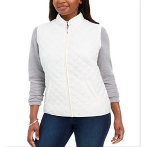 Karen Scott Women's Sport Quilted Puffer Vest White Size X-Large